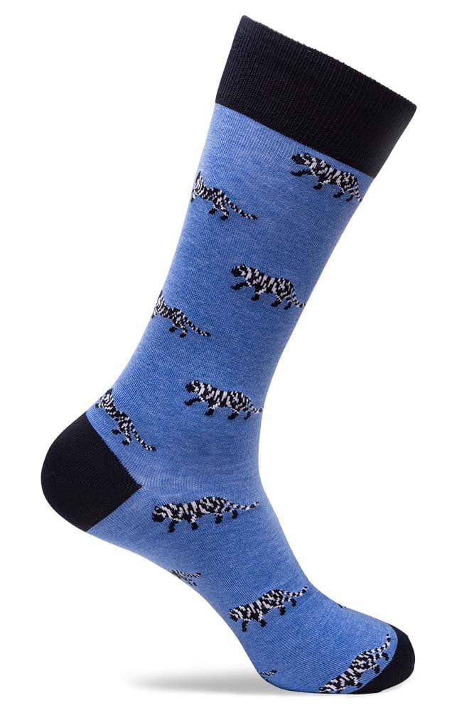 Mens White Tiger Patterned Socks